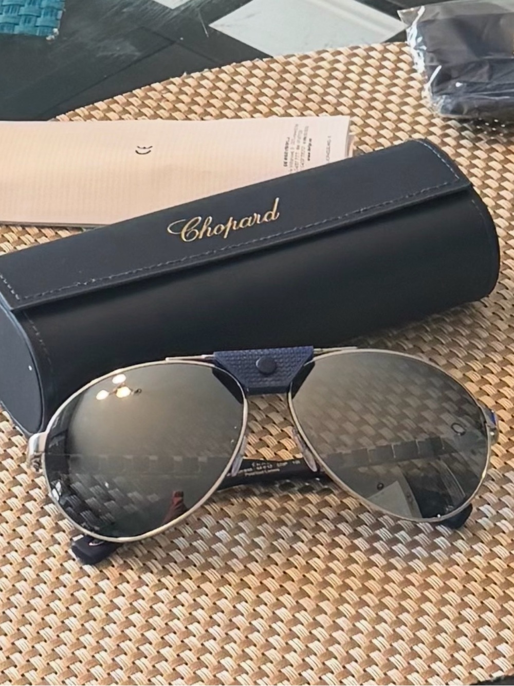 Chopard Men's Aviator Sunglasses in Silver with Gray Lenses